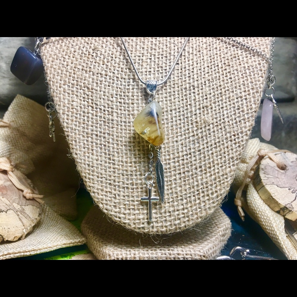 Boho quartz necklace
